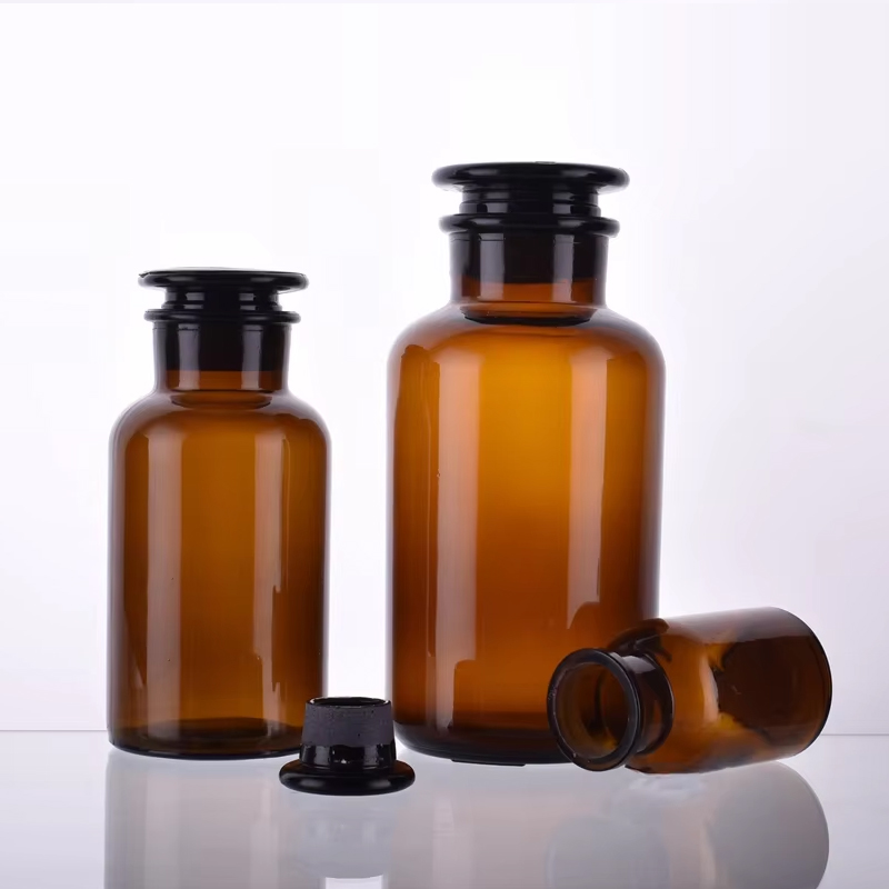 Botellas de boticario reactivo de vidrio químico transparente ámbar estilo vintage