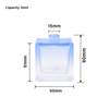 Botella de spray de perfume de vidrio verde azul recargable helada de 50 ml