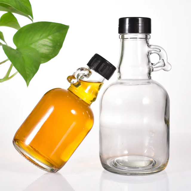 Mini botella vacía de licor de jarabe de arce para la tos de azúcar, 250 ml, 500 ml con asa