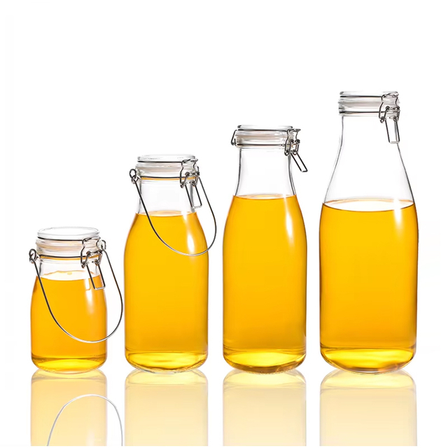 tarros de cristal herméticos del tarro de cristal del almacenamiento de la comida de la cocina de 0.5L 1L 1.5L 2L con el caucho de cristal de la tapa