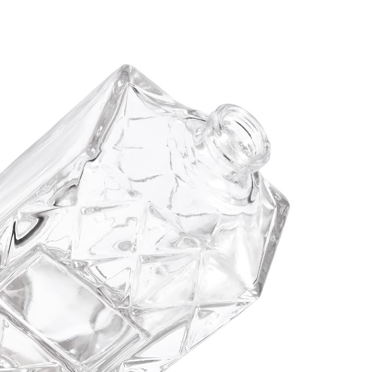 Botella de perfume de vidrio en relieve de lujo de 30 ml con tapa negra - Embalaje de botella de fragancia transparente personalizado