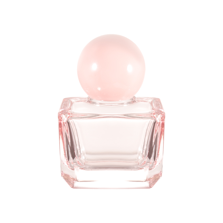 Botella de perfume de cristal cuadrada de lujo con tapa de bola, embalaje de fragancia de color personalizado de 100ml, 30ml y 50ml