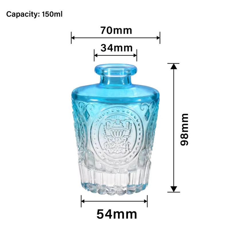 Botella difusora de vidrio, botella de aromaterapia con gradiente, contenedor de aceites esenciales rellenable, fragancias, accesorios aromáticos