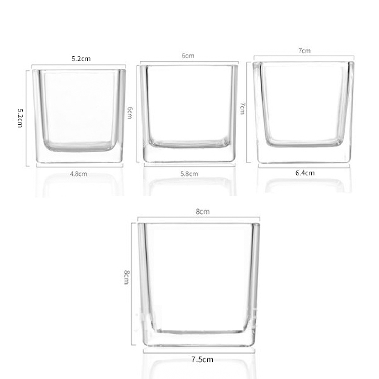 Los tarros cuadrados vacíos baratos de la vela de 80ml 120ml 200ml 300ml se despejan con la tapa de madera del corcho de la naturaleza