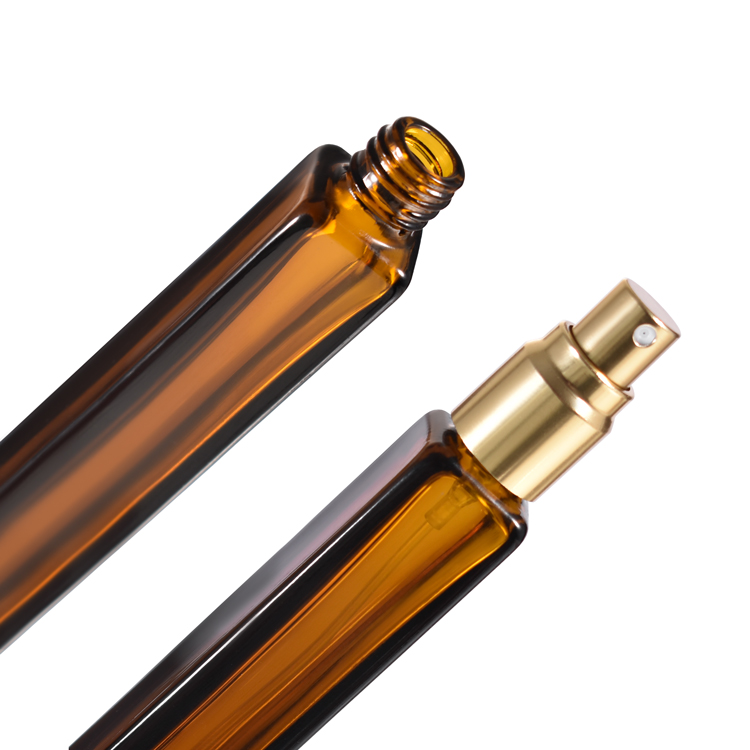 Botellas cuadradas portátiles de viaje de 10ml de vidrio para Perfume, atomizador recargable, botella cosmética vacía ámbar