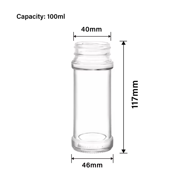 Frascos de especias de vidrio transparente Botella de mezcla de condimentos de 100 ml 