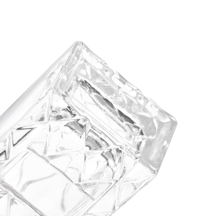 Botella de perfume de vidrio en relieve de lujo de 30 ml con tapa negra - Embalaje de botella de fragancia transparente personalizado