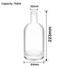 Botellas de vidrio de vodka elegantes de 750 ml 