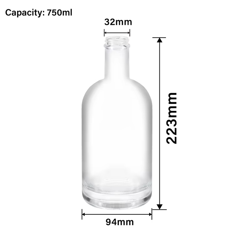 Botellas de vidrio de vodka elegantes de 750 ml 