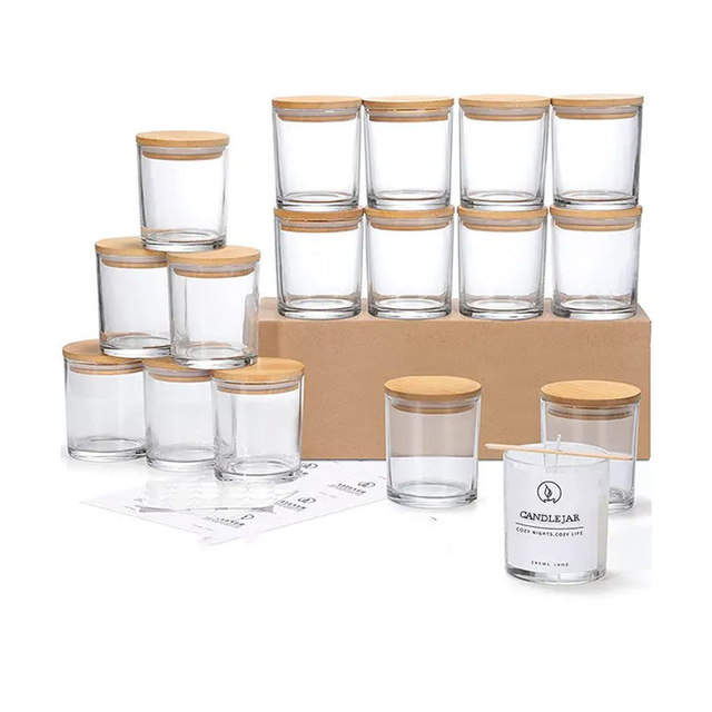 Tarro de vela de vidrio de 10 oz y 12 oz con tapa