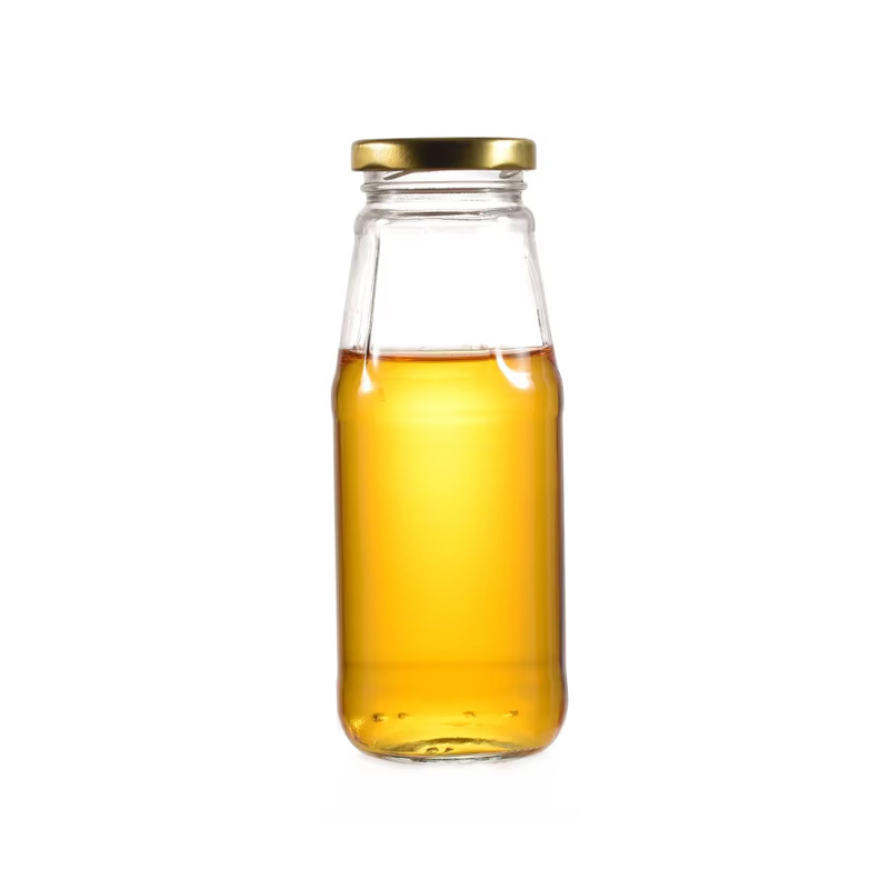 Botella de leche de bebida de vidrio vacía de forma redonda al por mayor de 350 ml 