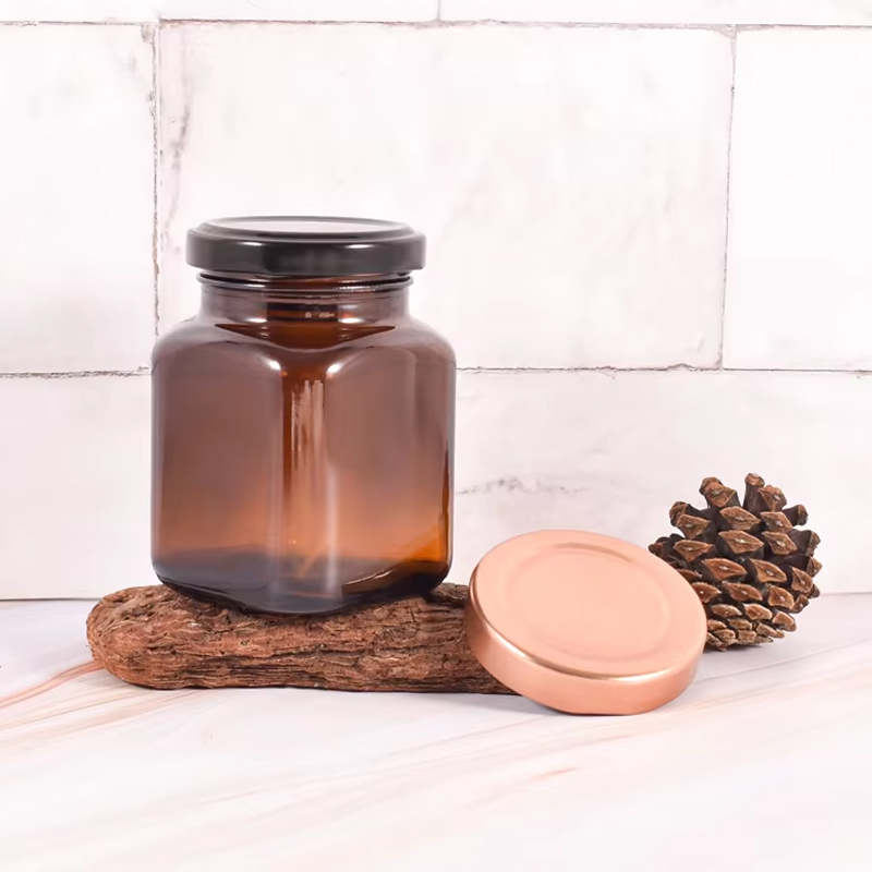 Tarro cuadrado de 140 ml, ámbar, especias, hierbas, sales de baño, pepinillos