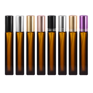 Botellas cuadradas portátiles de viaje de 10ml de vidrio para Perfume, atomizador recargable, botella cosmética vacía ámbar