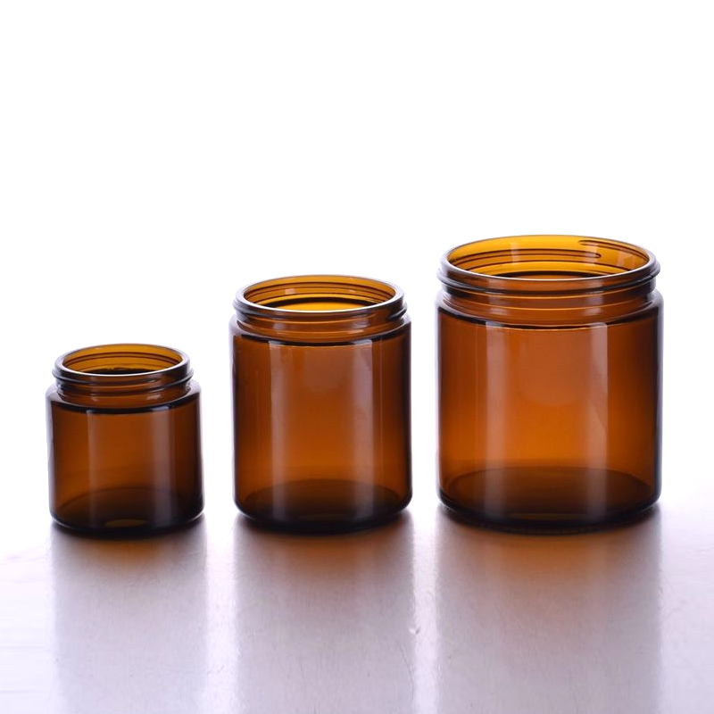 tarro de cristal echado a un lado recto vacío de lujo ámbar de la vela de 4oz 8oz 16oz con las tapas de aluminio del metal