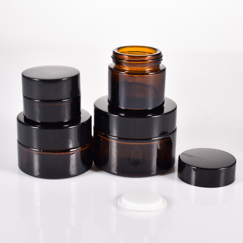 Tarro de crema de vidrio de cosméticos ámbar ecológico