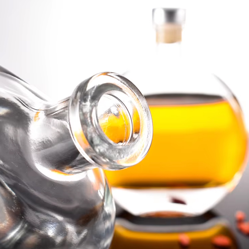 Botellas De Licor De Vidrio 250ml Transparente Redonda