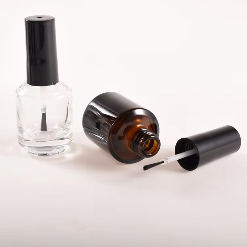 Botella de esmalte de uñas de 15 ml con tapa para cepillo