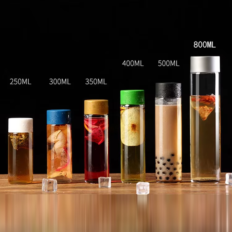 Botella de agua Voss personalizada Botella de vidrio Voss Botella de jugo Voss 