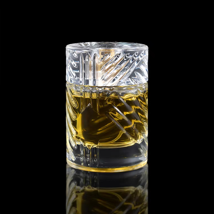 Botella de perfume del modelo 50 ml 100ml botella de perfume de cristal del espray de cristal de la forma del cilindro