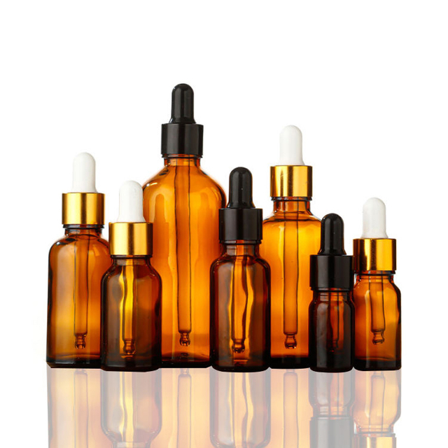 Botellas cuentagotas de vidrio ámbar de lujo de 5 ml, 10 ml, 15 ml y 20 ml con pipeta