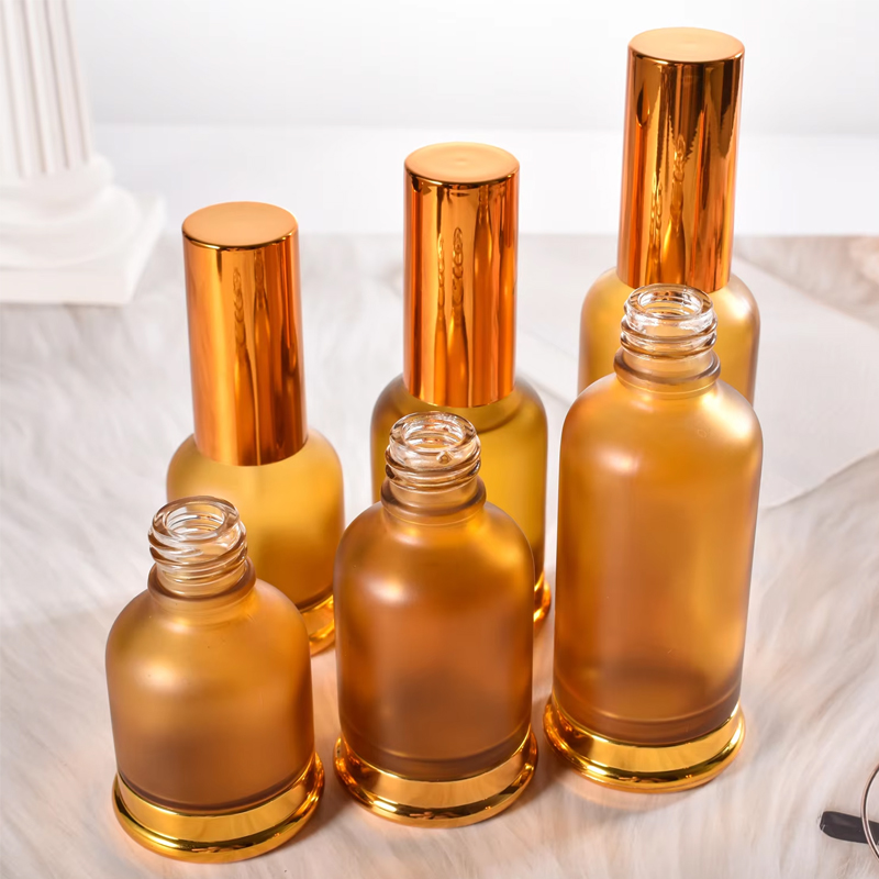 25ml 30ml 50ml Botella de spray de perfume de niebla fina de vidrio esmerilado naranja con base