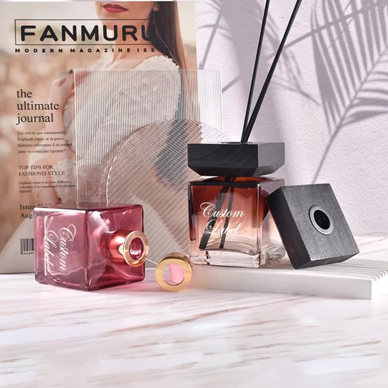 Botella difusora de láminas vacía con gradiente cuadrado clásico personalizado de 200 ml