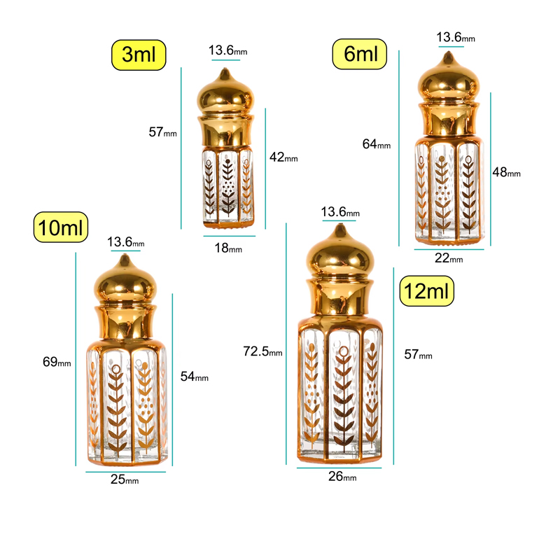 Botella de rodillo de vidrio recargable árabe 