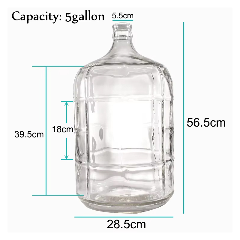 3 Botella de agua Carboy de vidrio de 5 galones 