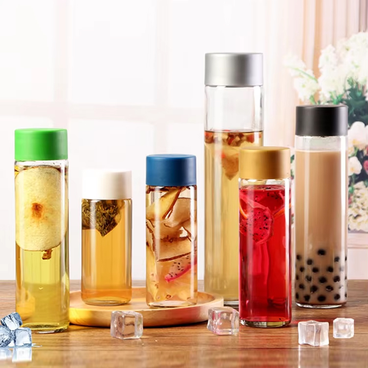 Botella de agua Voss personalizada Botella de vidrio Voss Botella de jugo Voss 