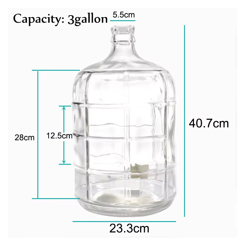 3 Botella de agua Carboy de vidrio de 5 galones 
