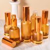 25ml 30ml 50ml Botella de spray de perfume de niebla fina de vidrio esmerilado naranja con base