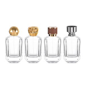 Botella de perfume de cristal de lujo de 30ml, 50ml, 100ml con tapas personalizadas, embalaje de fragancia vacío Premium