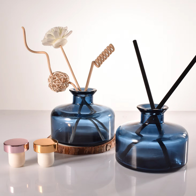 Vidrio azul francés de la botella del difusor del diseñador del aroma del sitio 200ml