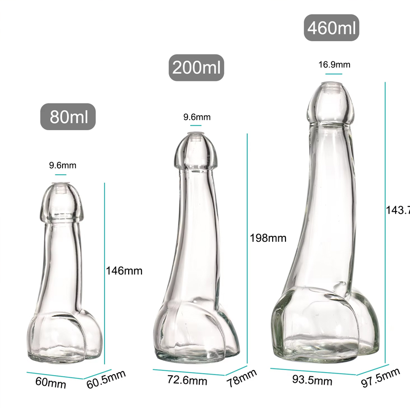Botella de vidrio con forma de pene masculino Copa de cóctel