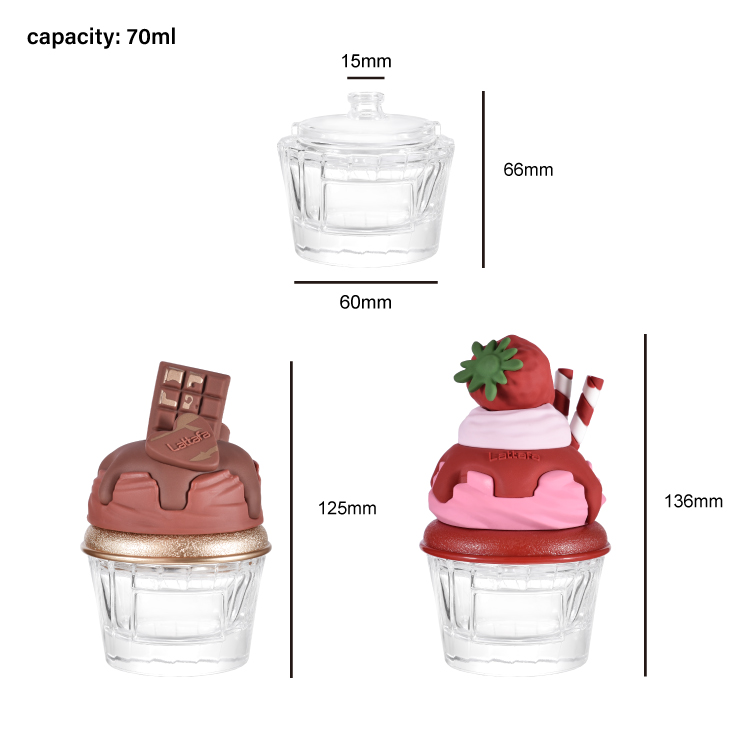 Botella de perfume creativa con forma de helado: bonito envase de fragancia de vidrio inspirado en un postre con tapa personalizada
