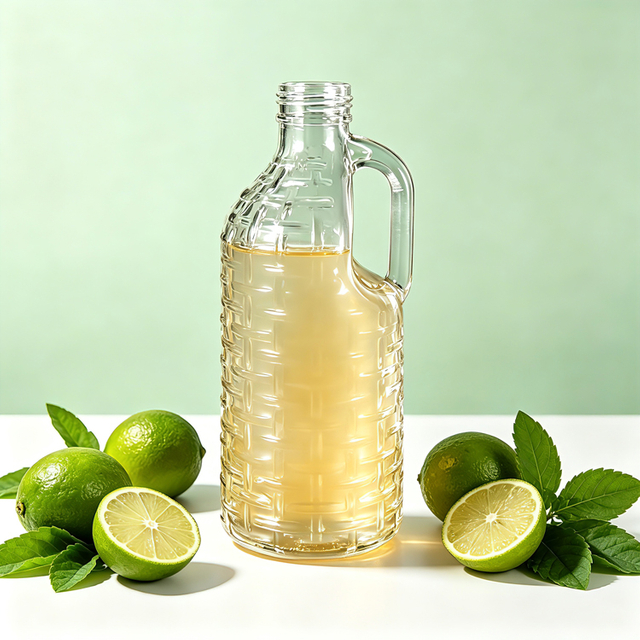 Botella de jugo de vidrio de 1000ml con asa, botella de bebida de vidrio reutilizable de gran capacidad para jugo, cerveza fría de limonada