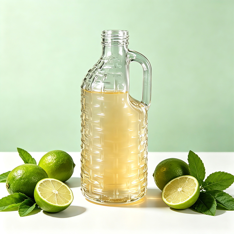 Botella de jugo de vidrio de 1000ml con asa, botella de bebida de vidrio reutilizable de gran capacidad para jugo, cerveza fría de limonada