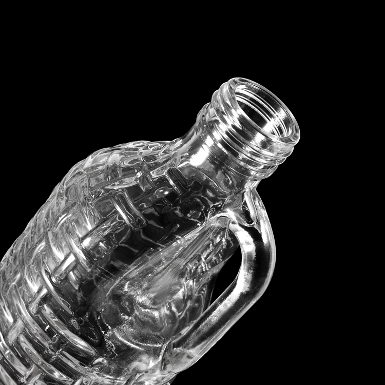 Botella de jugo de vidrio de 1000ml con asa, botella de bebida de vidrio reutilizable de gran capacidad para jugo, cerveza fría de limonada