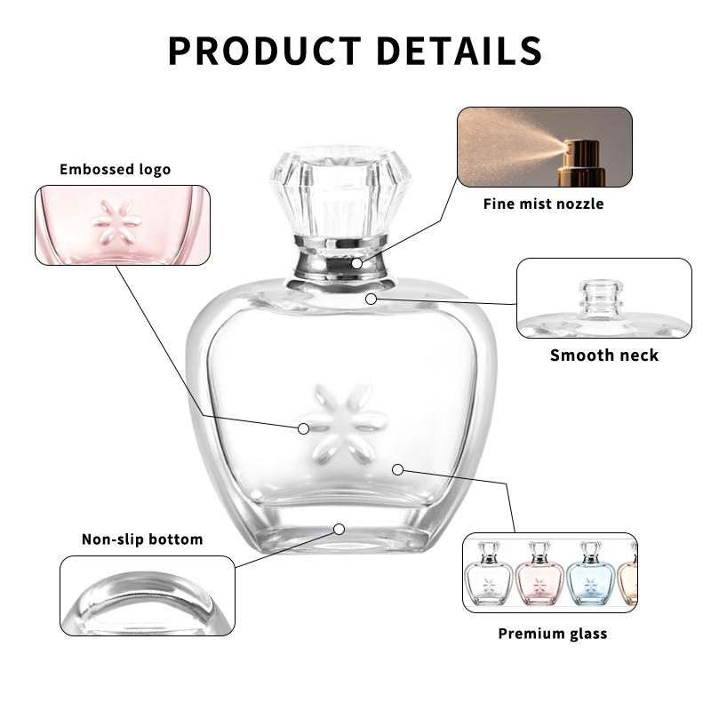 Botella de perfume de vidrio personalizada con tapa de cristal Fabricante de botellas de fragancia al por mayor