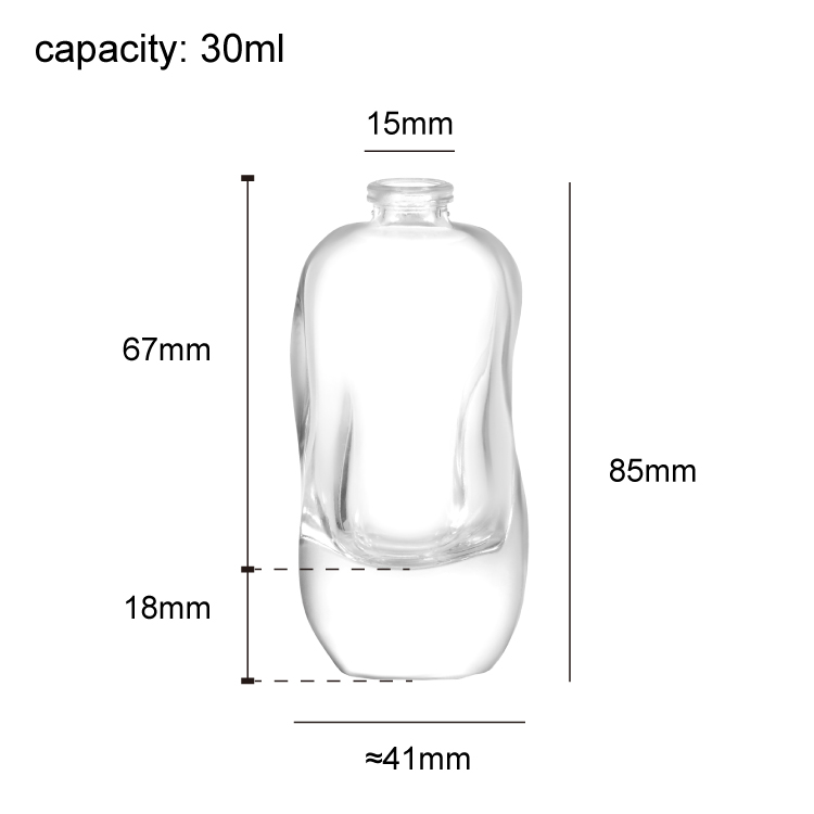 Botella de perfume de vidrio curvado de lujo con tapa, embalaje de fragancia vacío de alta gama para marca de perfume personalizada