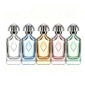Fabricante de botellas de perfume de vidrio transparente de lujo, botellas de perfume vacías personalizadas, venta al por mayor, 100 ml