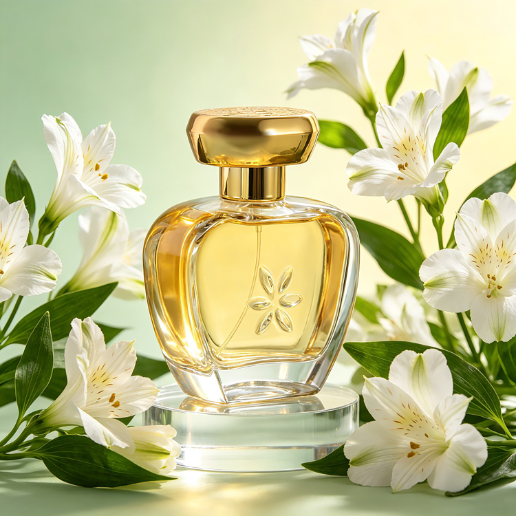 Comercio al por mayor Apple en forma de botella de perfume de vidrio de 100 ml con tapa dorada
