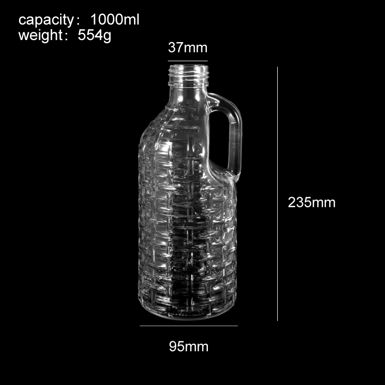 Botella de jugo de vidrio de 1000ml con asa, botella de bebida de vidrio reutilizable de gran capacidad para jugo, cerveza fría de limonada